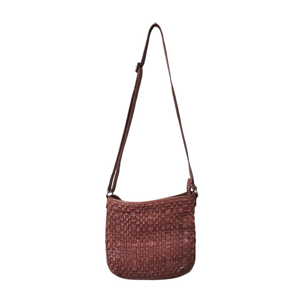 Anthropologie Vilenca Holland AtrisannWoven Brown Leather Crossbody Handbag